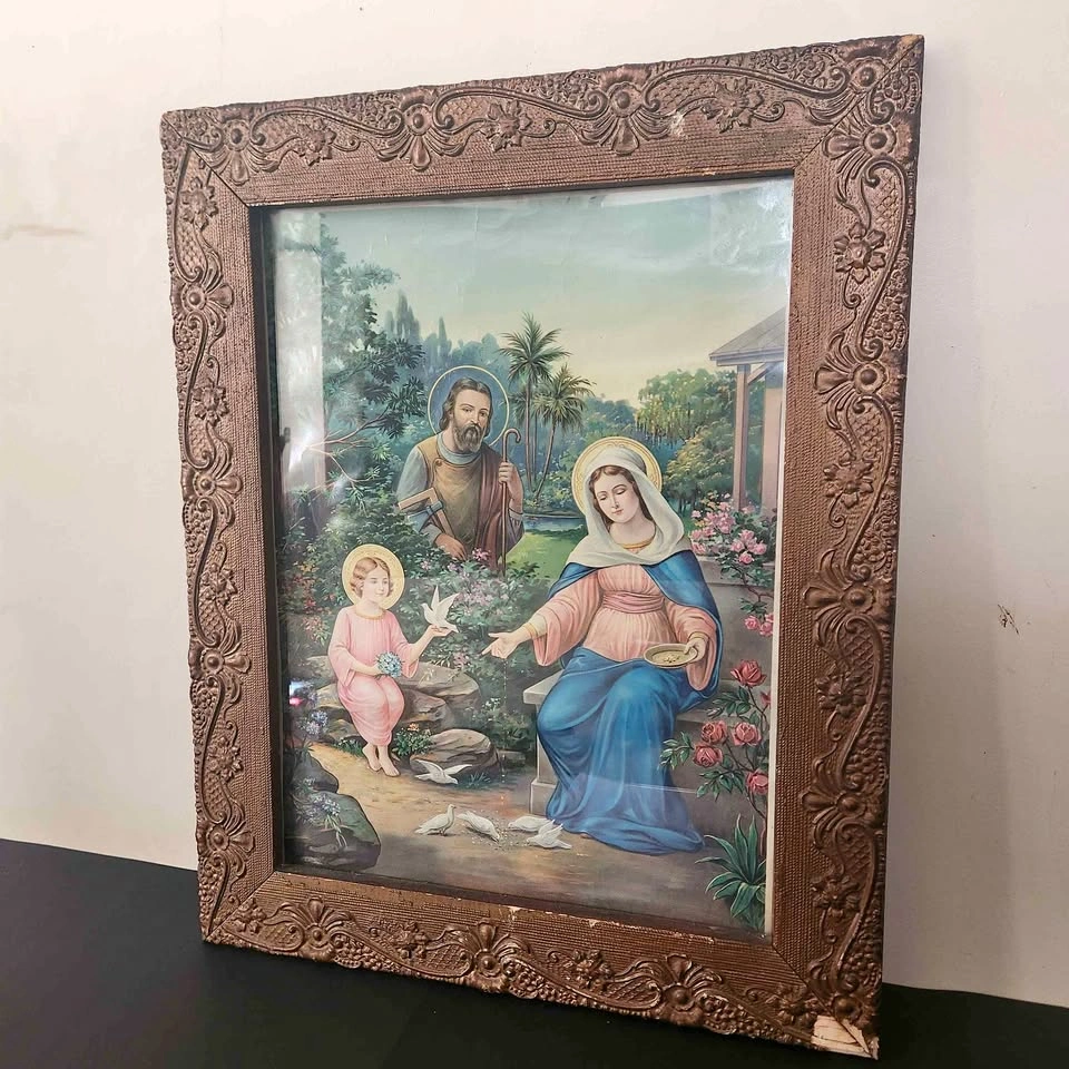 Vintage Framed Religious Print – Ornate Frame – 26” x 20”