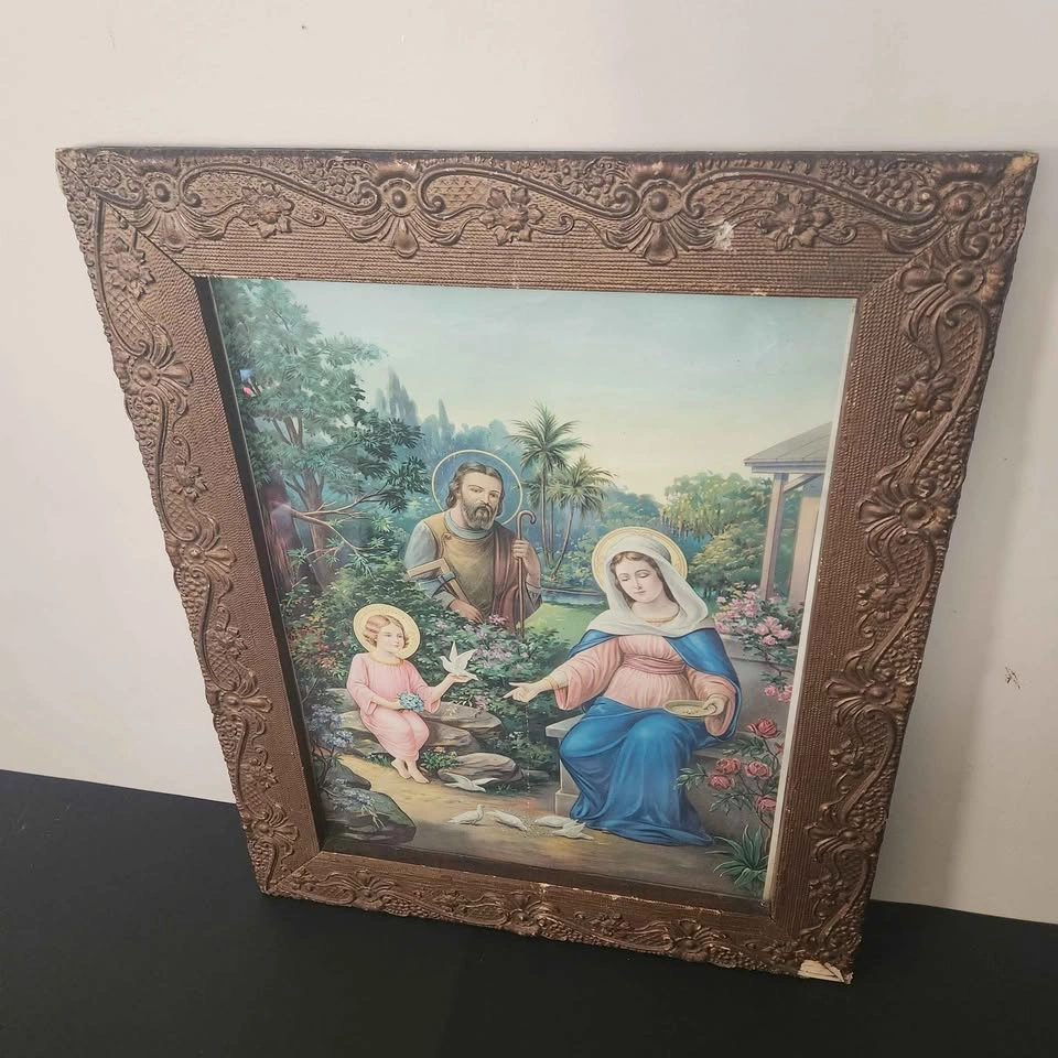 Vintage Framed Religious Print – Ornate Frame – 26” x 20” - photo 3