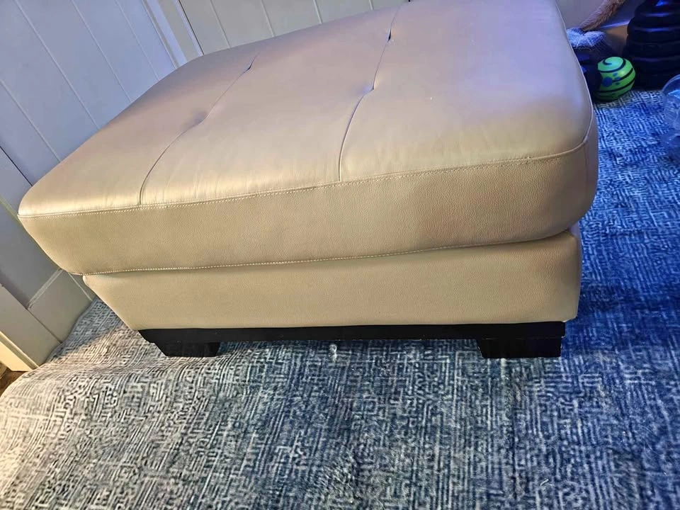 Oversized Ottoman Beige Leather