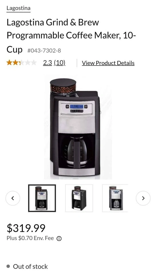 Lagostina Grind & Brew Programmable Coffee Maker - photo 3