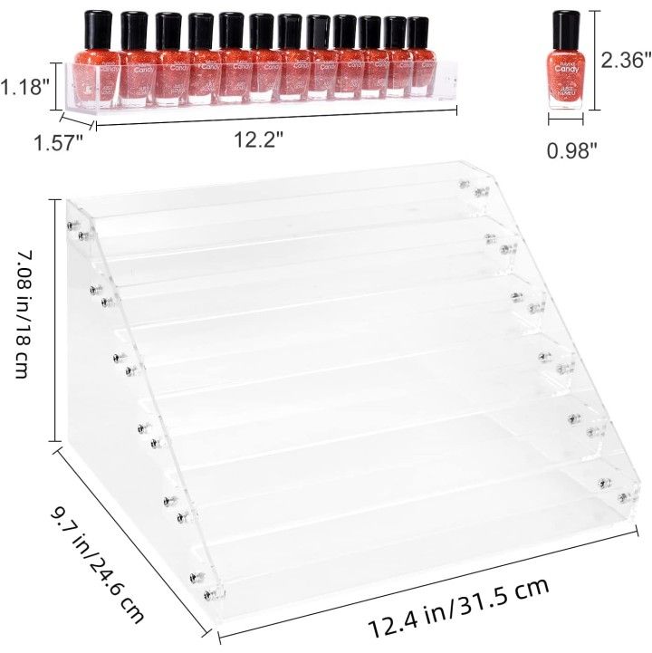 6-Tier Clear Acrylic Display Shelf for Polish & Cosmetics - photo 4