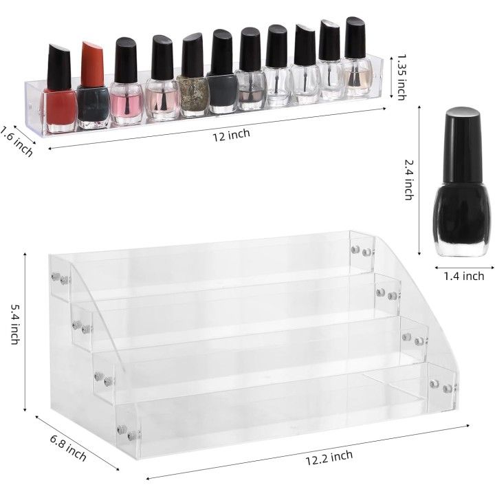 4-Tier Clear Acrylic Display Rack for Nail Polish & Cosmetics - photo 4