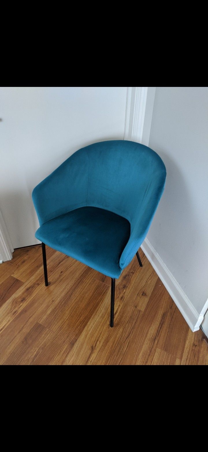 Modani Teal Blue-green Velvet Chair - photo 4