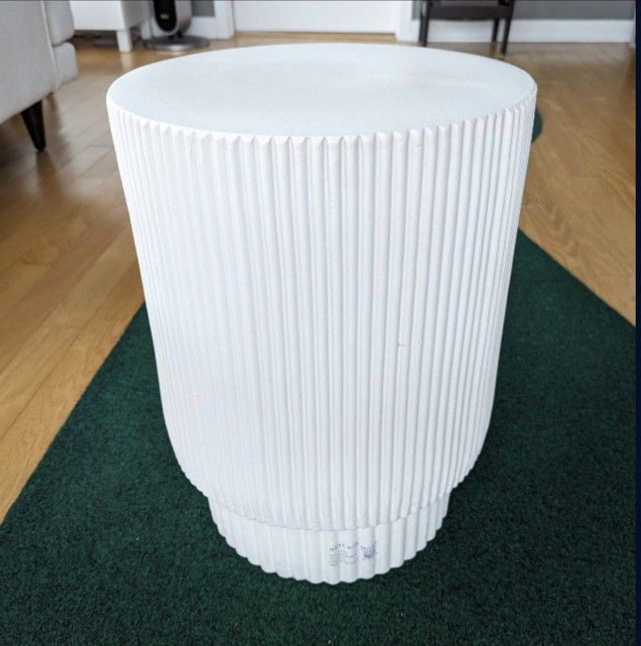 West Elm Fluted Side Table - White Earthenware