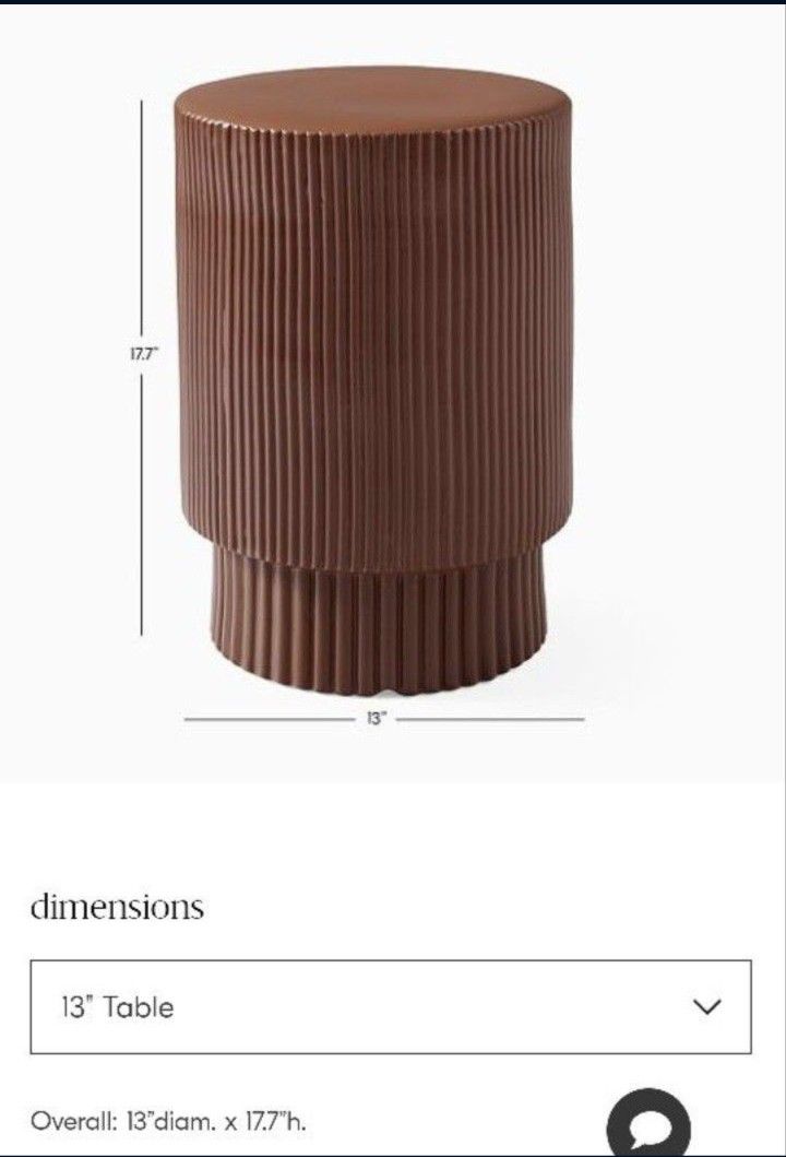 West Elm Fluted Side Table - White Earthenware - photo 3