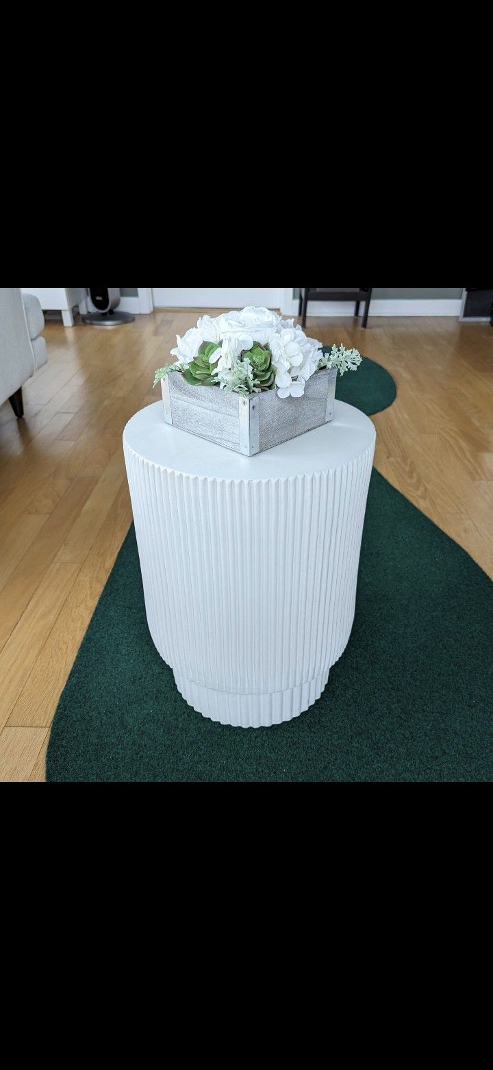 West Elm Fluted Side Table White