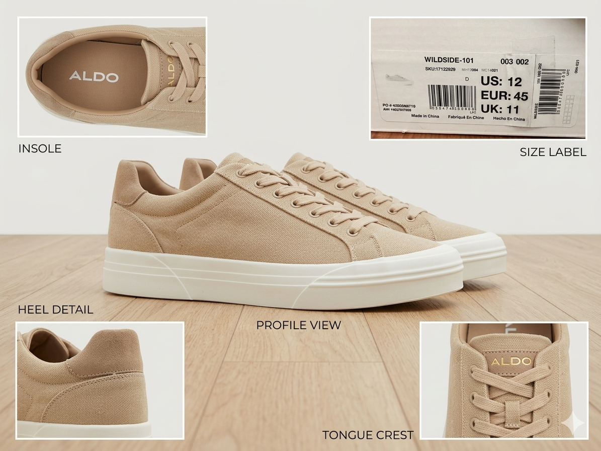ALDO WILDSIDE-101 Men's Beige Canvas Sneakers - Size 12