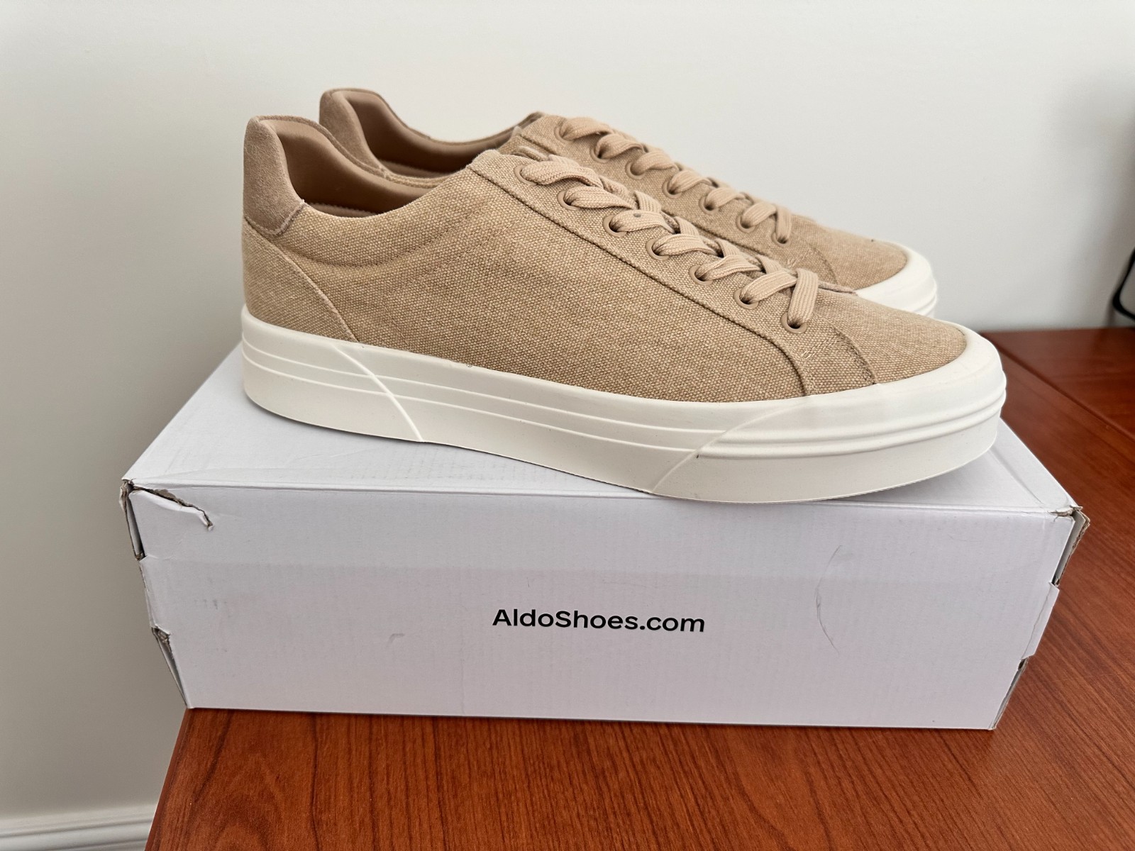 ALDO WILDSIDE-101 Men's Beige Canvas Sneakers - Size 12 - photo 4