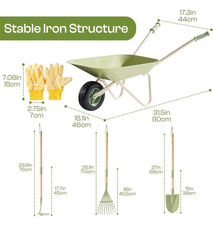 Kids Wheelbarrow Set - 5PCS Gardening Tools - photo 3