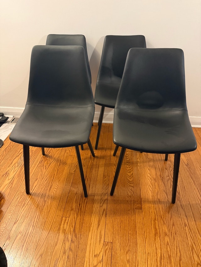 4 Faux Leather Dining Chairs - Black