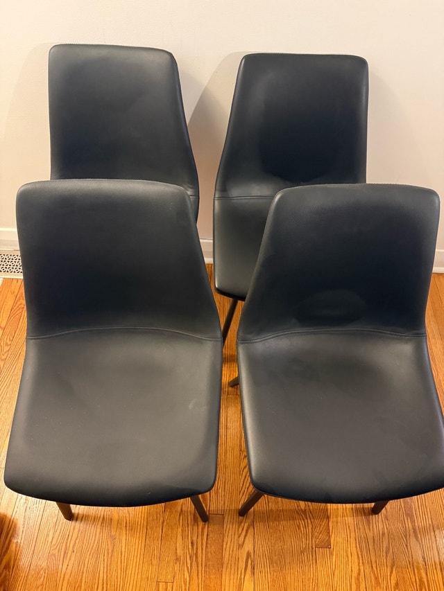 4 Faux Leather Dining Chairs - Black - photo 2
