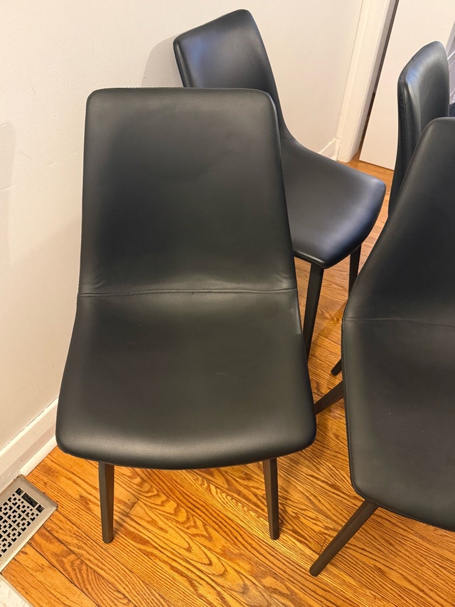 4 Faux Leather Dining Chairs - Black - photo 3