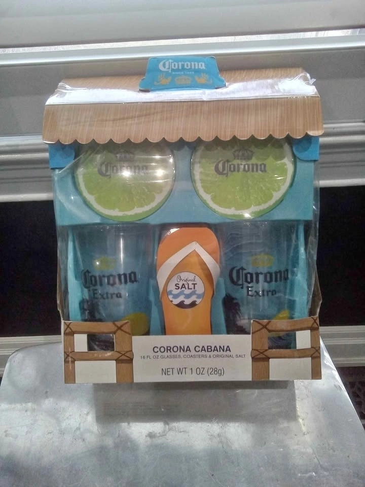 Corona Set w/ 2 16oz Cups, 2 Coasters, Sea Salt