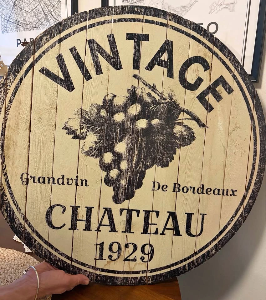 Vintage Chateau 1929 Wine Barrel Wall Decor