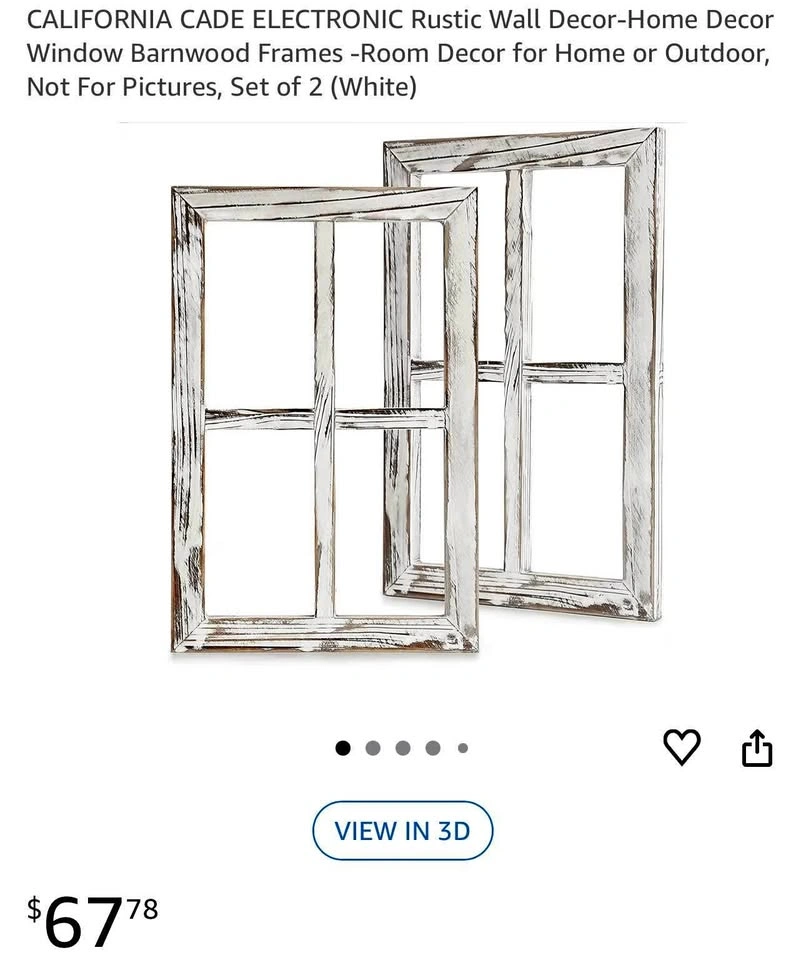 Barnwood Rustic Window Wall Decor - New 15.8" x 11"