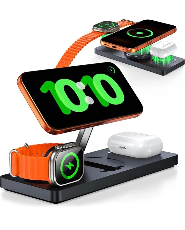 Foldable 3-in-1 Wireless Charging Station (MagSafe Compatible)