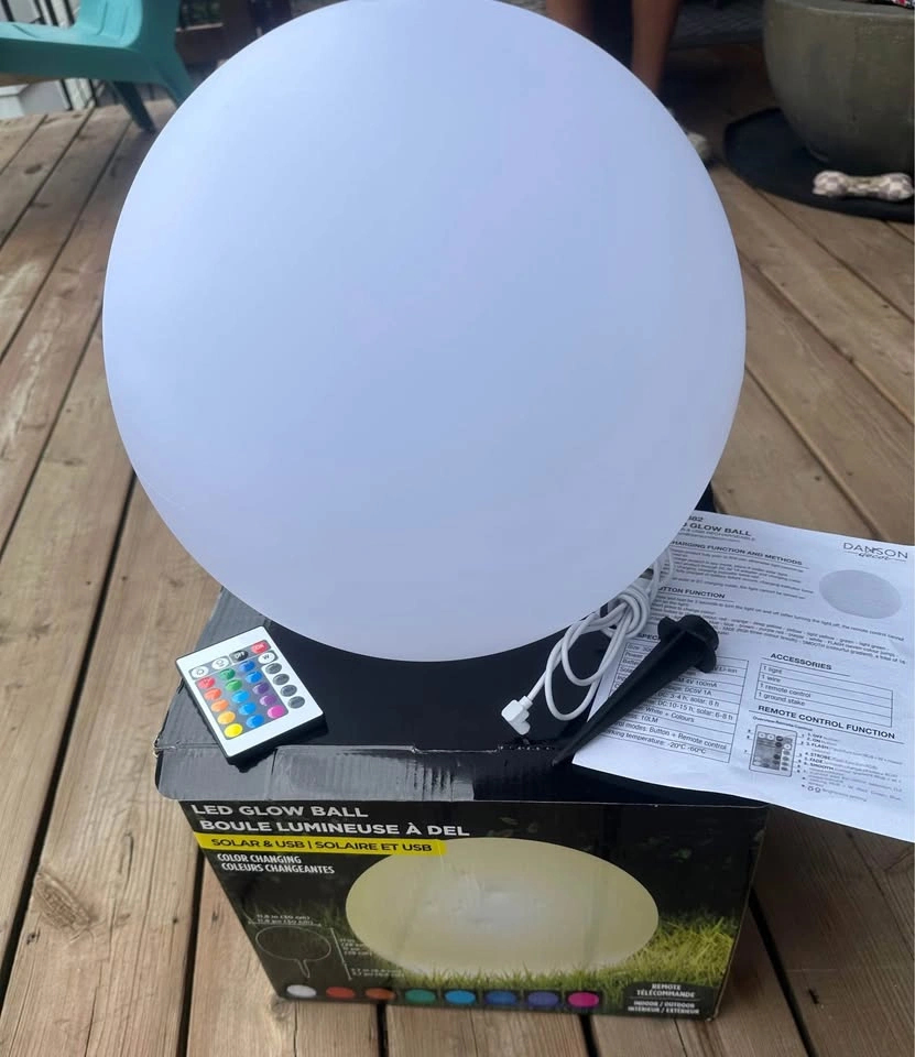 Solar & USB Charging 12" Color-Changing Globe Ball w/ Remote - photo 2