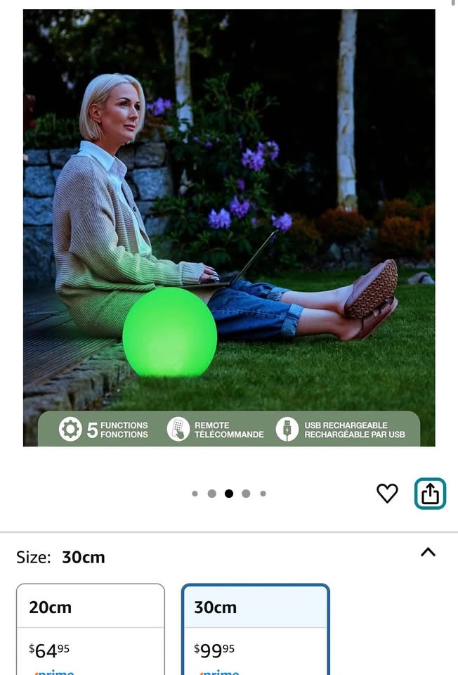 Solar & USB Charging 12" Color-Changing Globe Ball w/ Remote - photo 3