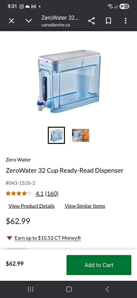 Zero Water 32 Cup Dispenser with TDS Meter