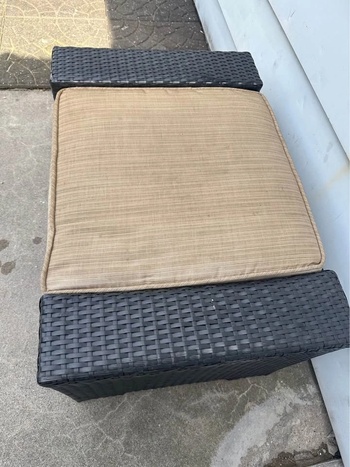 Outdoor Wicker Ottoman w/ Tan Cushion 30" x 20" x 16" - photo 2