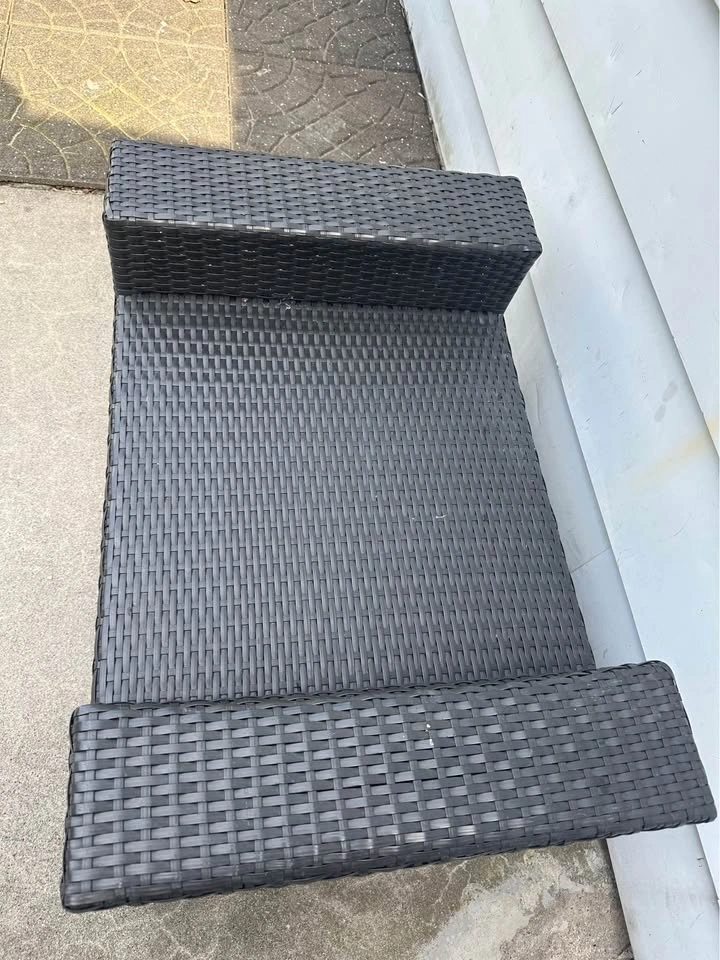 Outdoor Wicker Ottoman w/ Tan Cushion 30" x 20" x 16" - photo 4