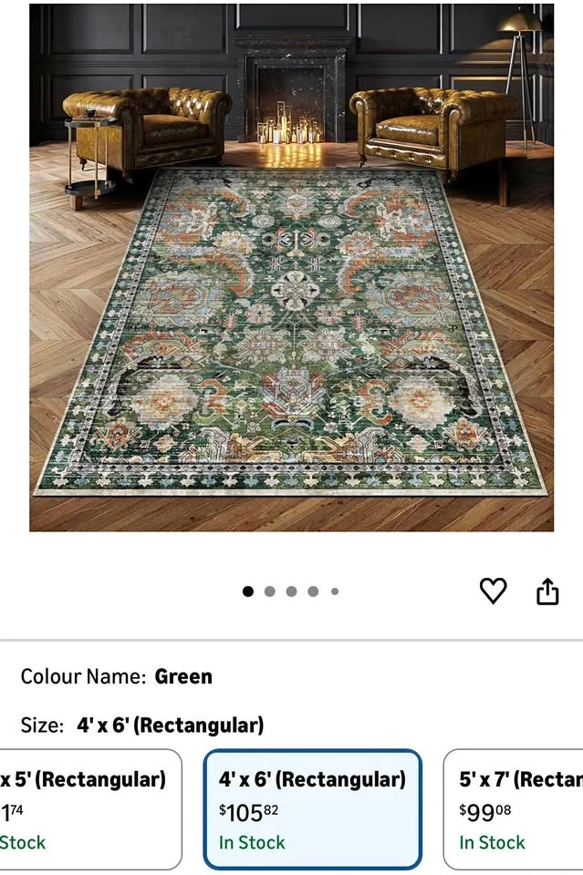 Distressed Traditional Rug 4x6 - Non-slip