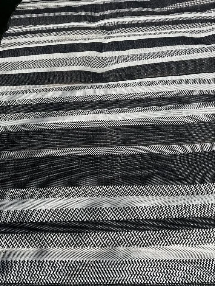 Outdoor Woven Area Rug - Black & White Striped 7'4"x10'8" Hampto - photo 2