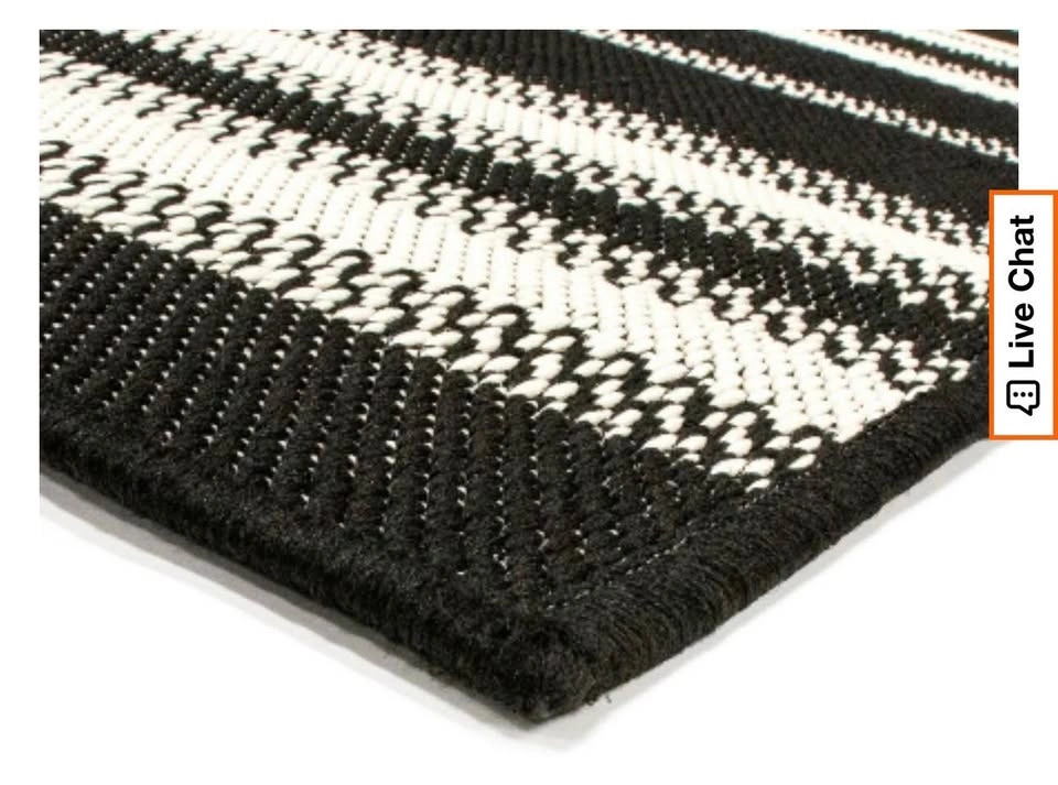 Outdoor Woven Area Rug - Black & White Striped 7'4"x10'8" Hampto - photo 4