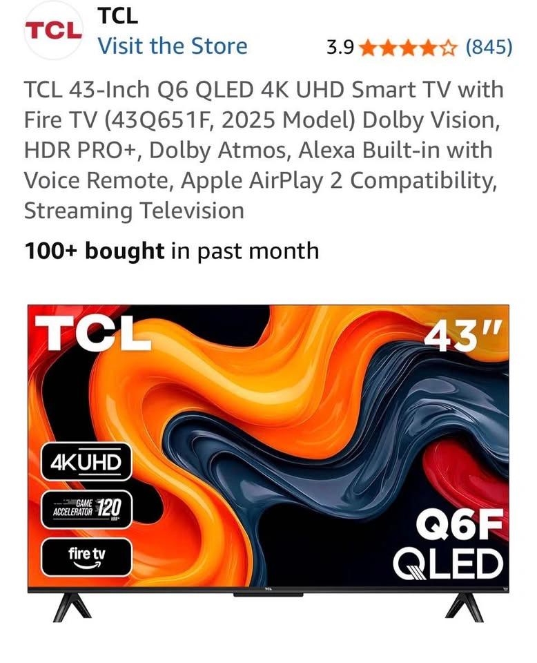 TCL 43” QLED 4K Smart TV – Like New - photo 2