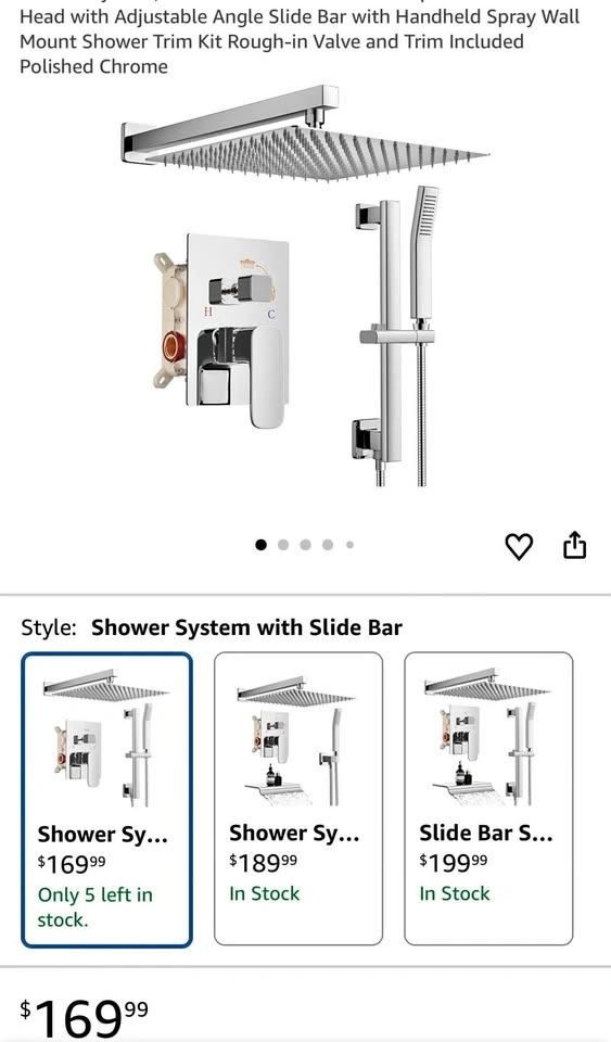 12 Inch Rain Shower Faucet Set with Handheld Sprayer