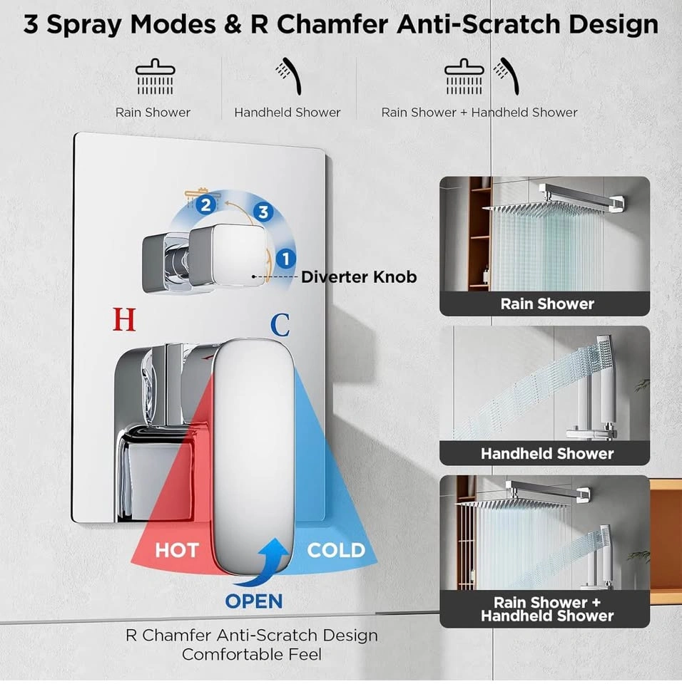 12 Inch Rain Shower Faucet Set with Handheld Sprayer - photo 2