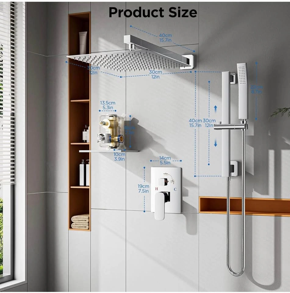 12 Inch Rain Shower Faucet Set with Handheld Sprayer - photo 4