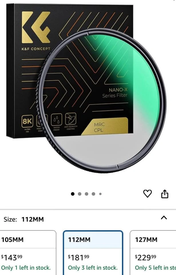 K&F Concept 112mm Circular Polarizer Filter