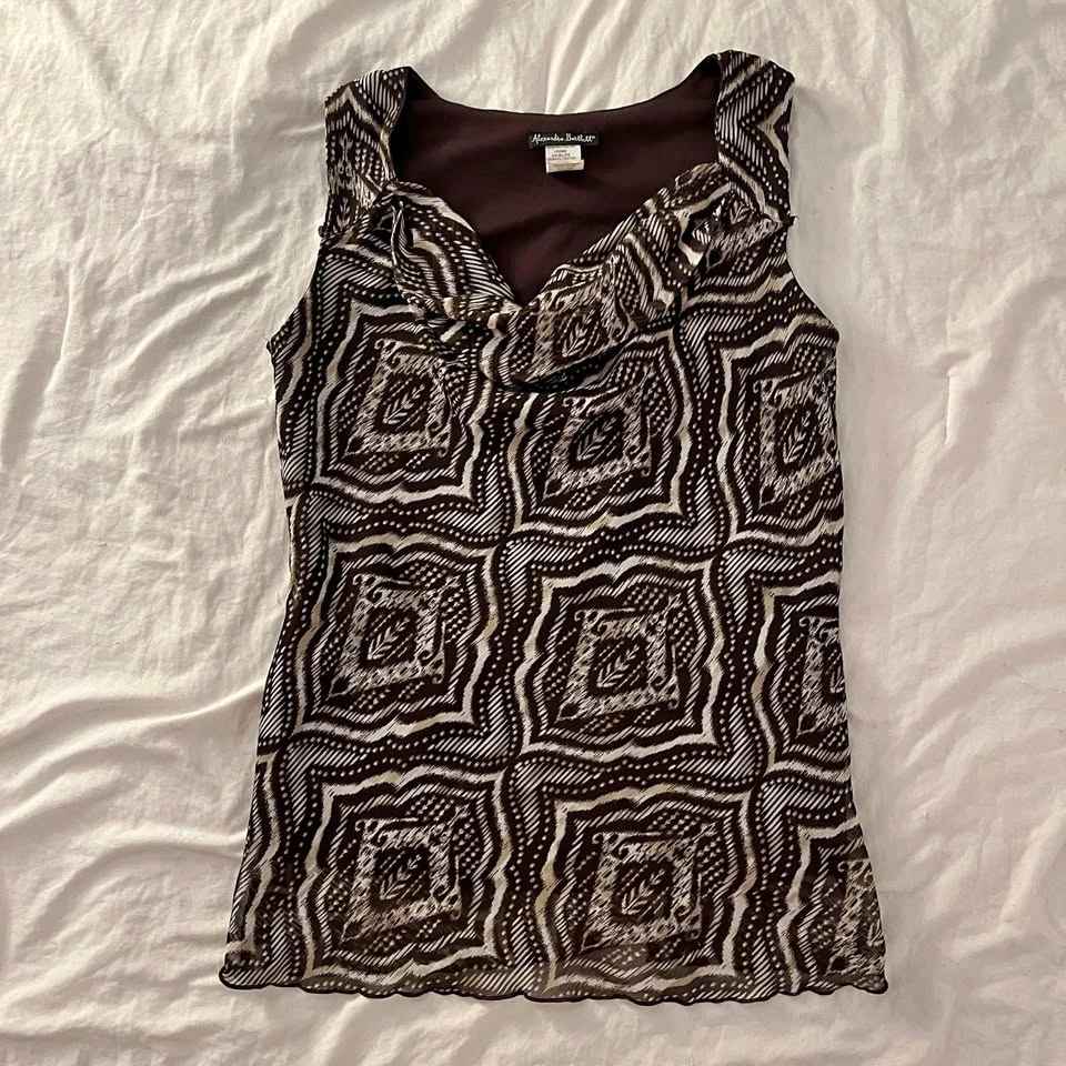 Vintage Y2K Alexandra Bartlett brown tank top blouse - women's m
