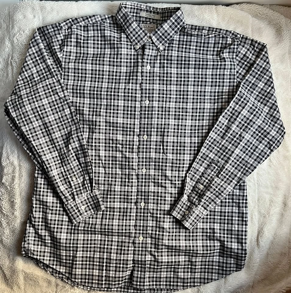 L.L. Bean Striped Plaid Button-Up Shirt - Men's XL