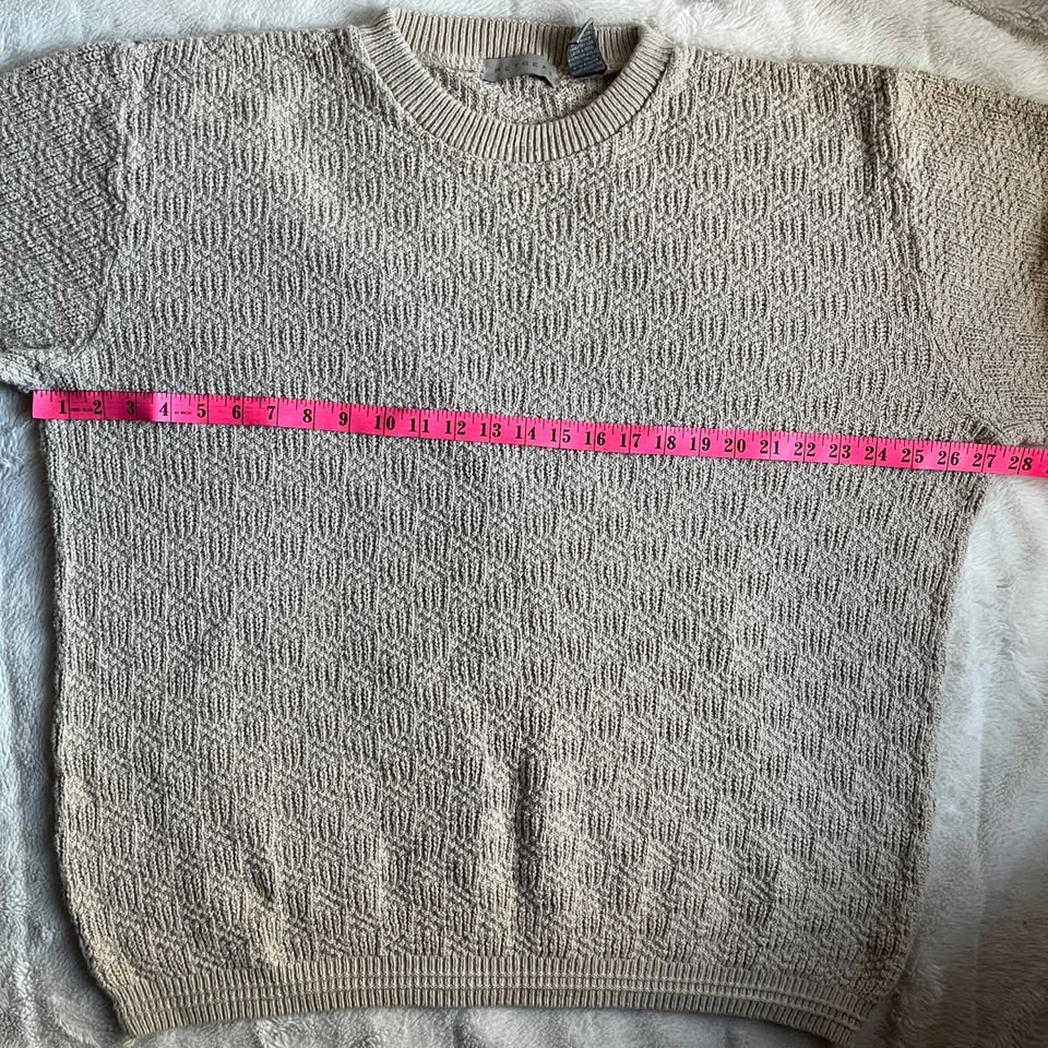 Vintage Beige Textured Knit Crewneck Sweater - Men's L - photo 3