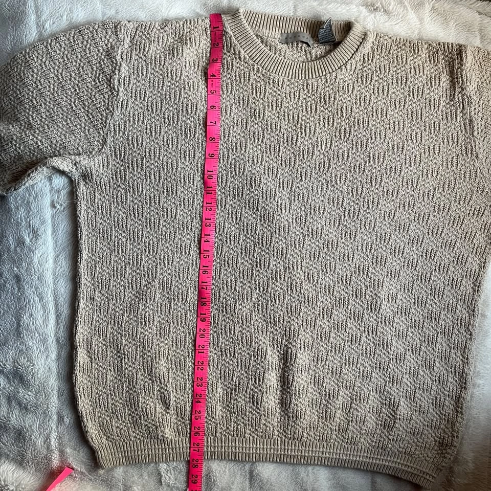 Vintage Beige Textured Knit Crewneck Sweater - Men's L - photo 4