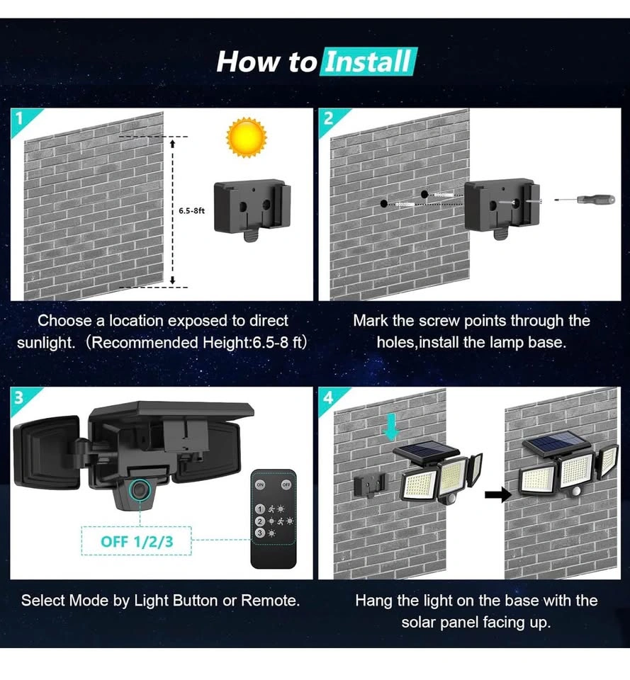 Solar Motion Sensor Outdoor Lights - 2500LM Bright LED Security - photo 4