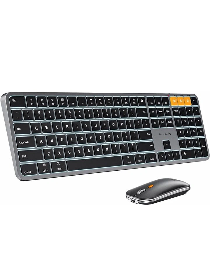 ProtoArc Backlit Bluetooth Keyboard and Mouse for Mac, KM100-A