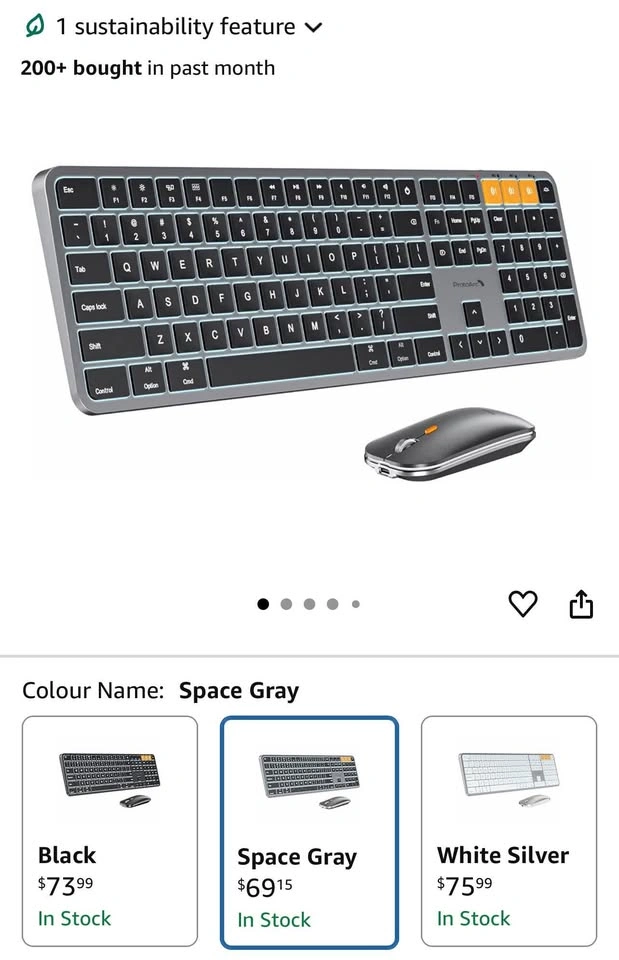 ProtoArc Backlit Bluetooth Keyboard and Mouse for Mac, KM100-A - photo 2