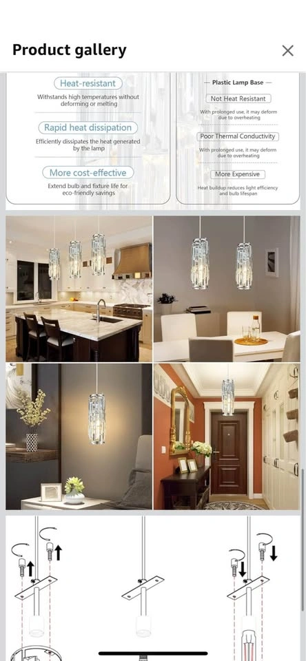 LMQNINE Chrome Mini Crystal Pendant Lights (2-Pack) - photo 5