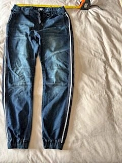 Dark Wash Jogger Jeans with Side Stripe - Size L