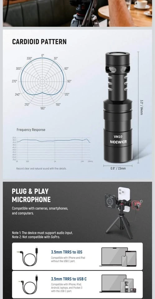 NEEWER Plug & Play Vlog Microphone VM10 - photo 5