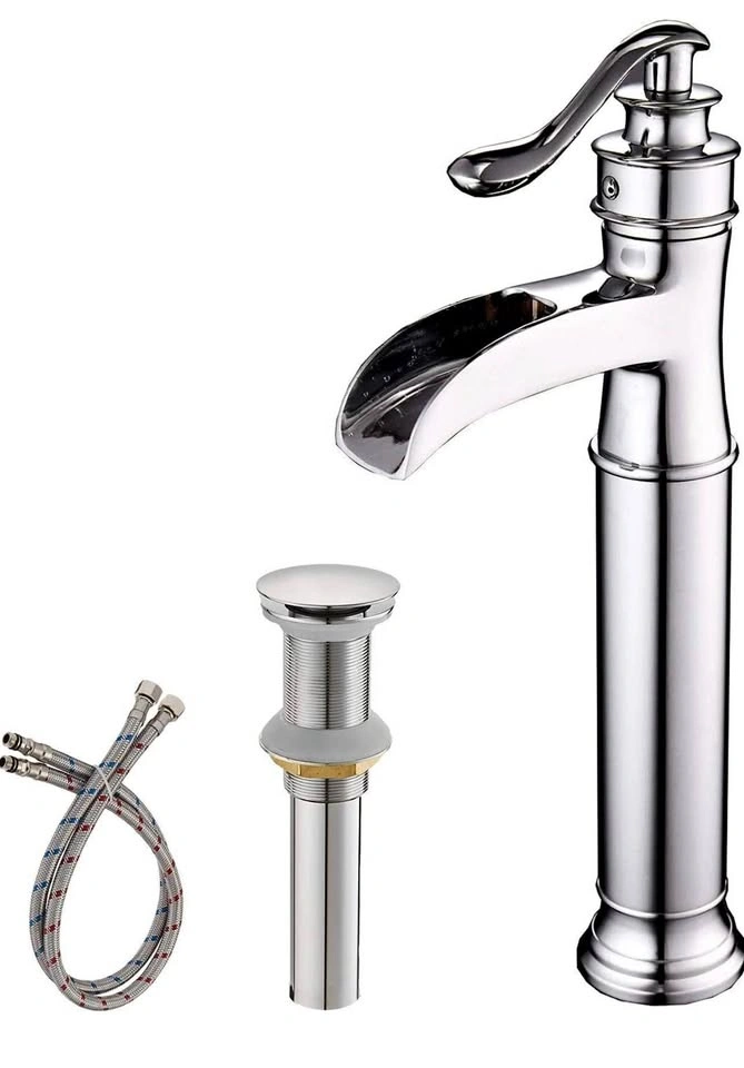 BWE Vessel Sink Faucet Chrome Waterfall Spout