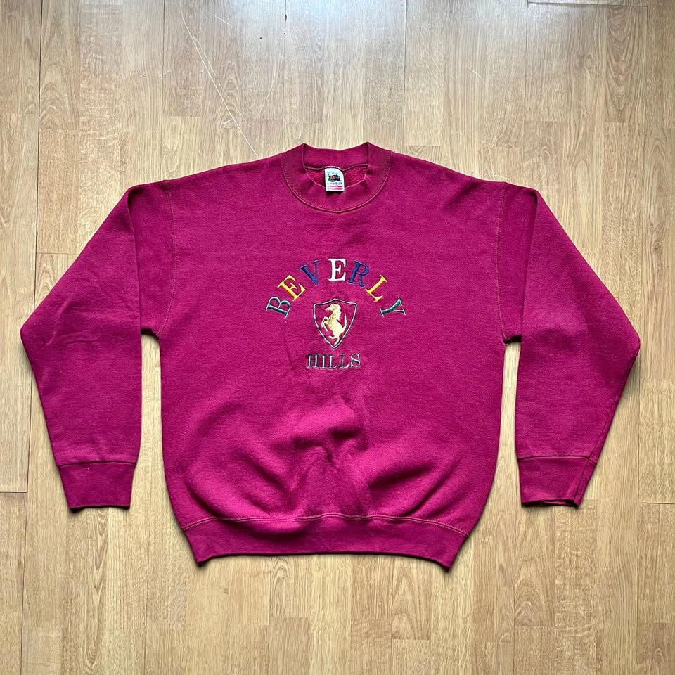 Vintage Beverly Hills Maroon Crewneck Sweatshirt - Men's Large