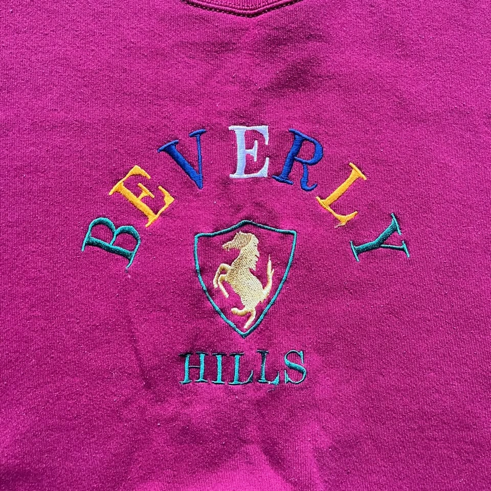 Vintage Beverly Hills Maroon Crewneck Sweatshirt - Men's Large - photo 2