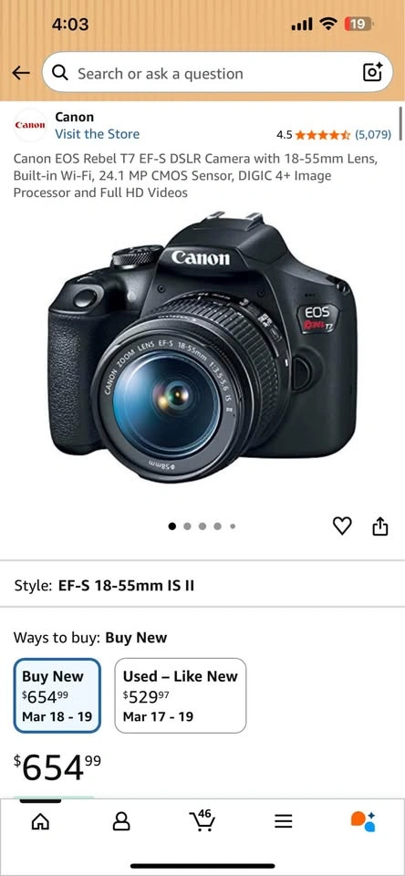 Canon EOS Rebel T7 DSLR Camera with 18-55mm Lens - photo 2