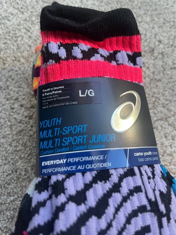 ASICS Youth Size Large Socks (6 pairs) - photo 2