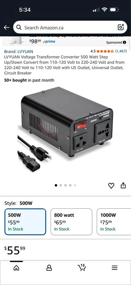LVYUAN Voltage Transformer Converter 500 Watt Step Up/Down