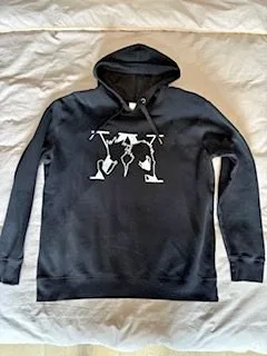 XL Men Black Hoodie with B&W Silhouette